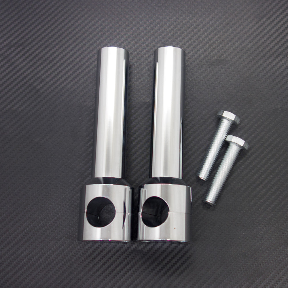 1Chrome Billet Round Handlebar Bar Risers Bars Mount Clamp for Harley for Honda Q