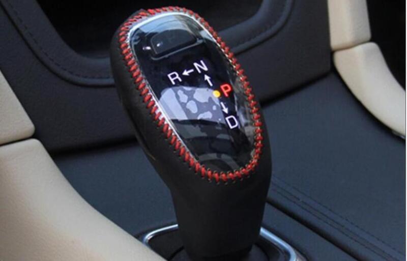 Black Leather Middle Console Gear Shift Knob Trim for Cadillac XT5 2017-2019