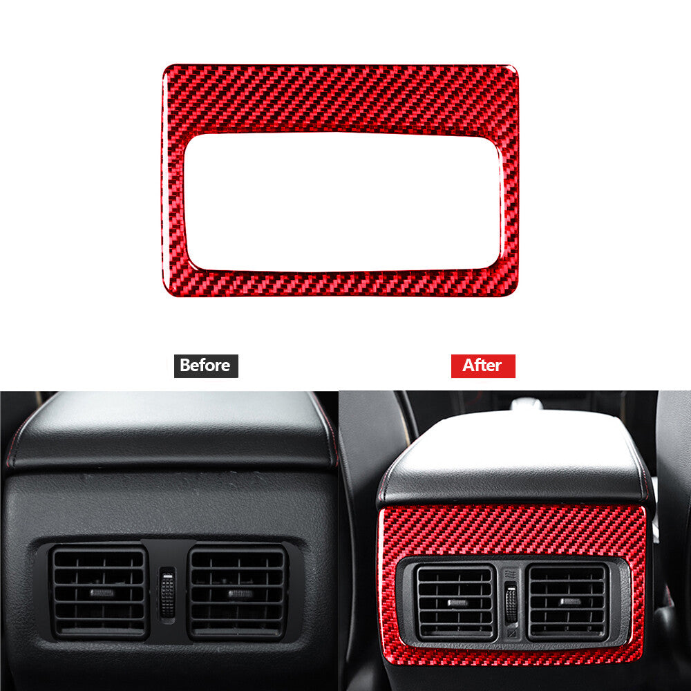 Red Carbon Fiber Center A/C Button Frame Cover Trim For Explorer 2020-2023 v