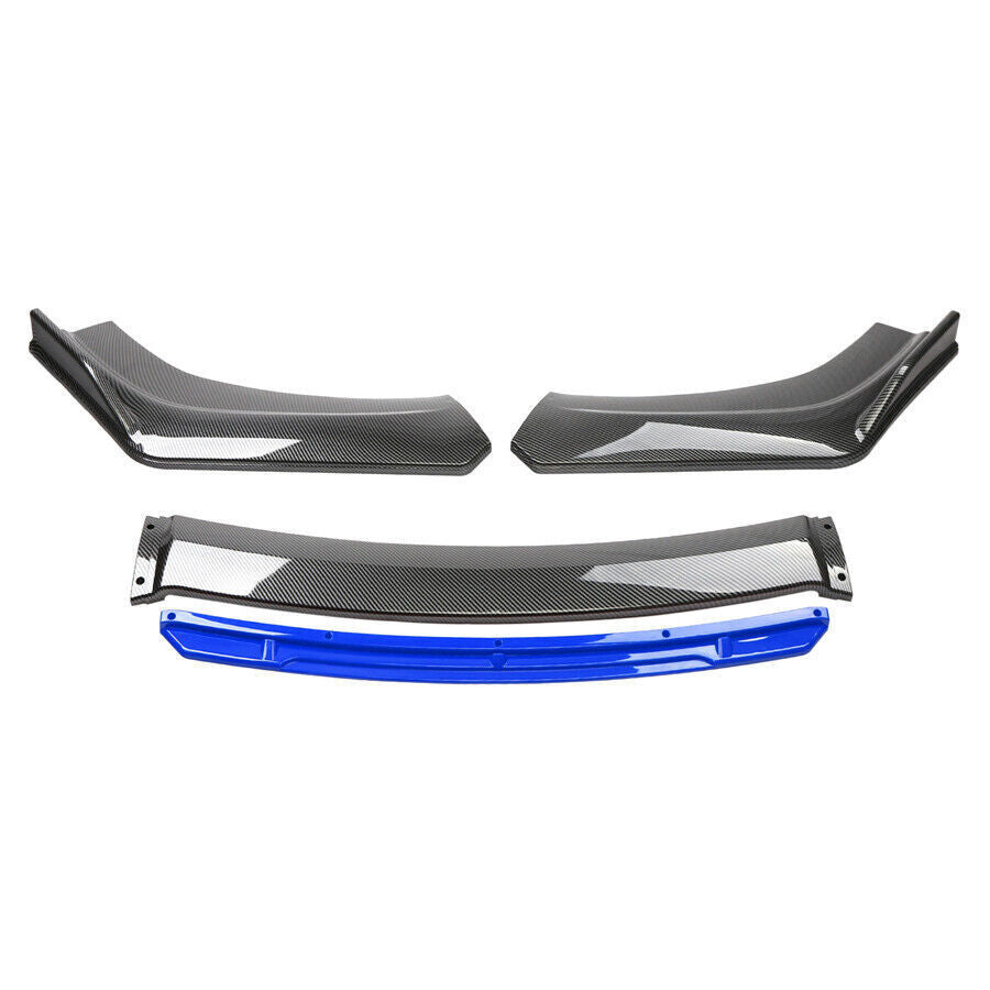 4Pcs Front Bumper Splitter Lip Diffuser Spoiler Body Kit Carbon Fiber Style+Blue