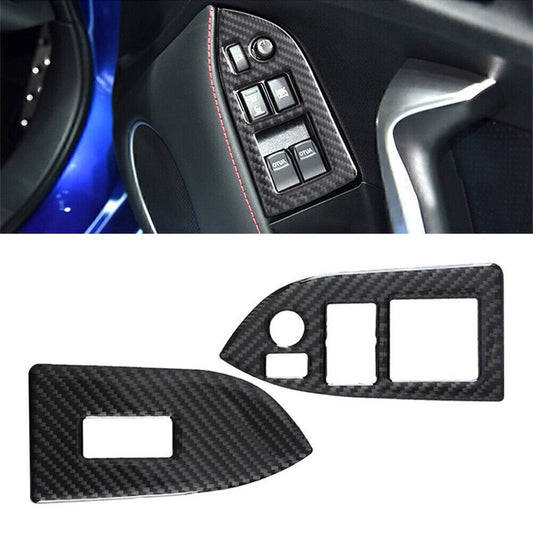 Black Carbon Interior Window Switch Button Trim Fit for Subaru BRZ for Toyota 86 RHD Q