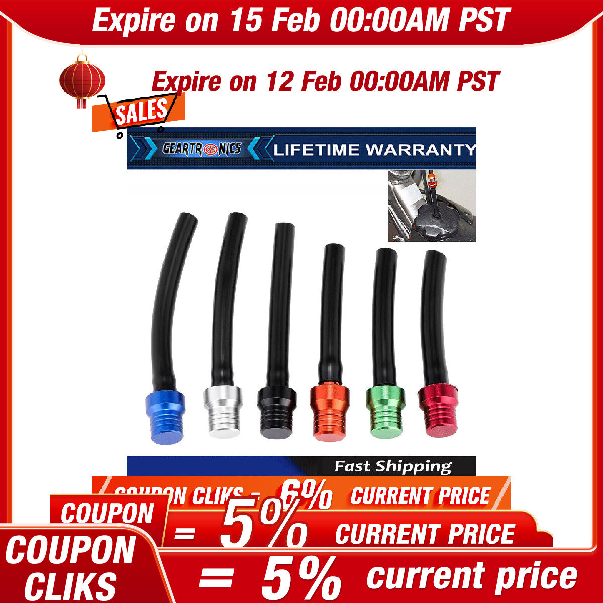 6 Motorcycle Gas CAP VENT Tank Fuel Air Breather Valve Hose Tube Dirt Bike ATV