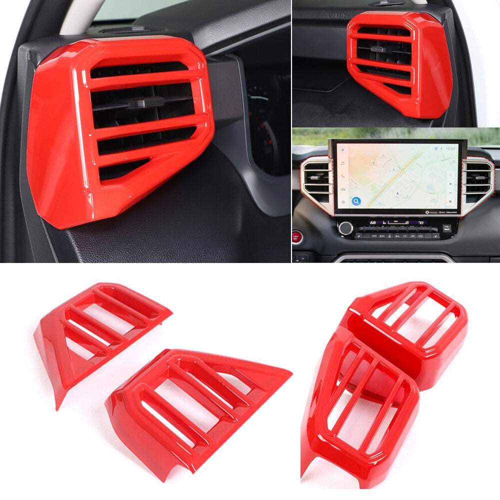 4¡ÁRed ABS Center Side Air Vent Outlet Cover For Toyot@ Tundr@ / Sequoia 2022-23