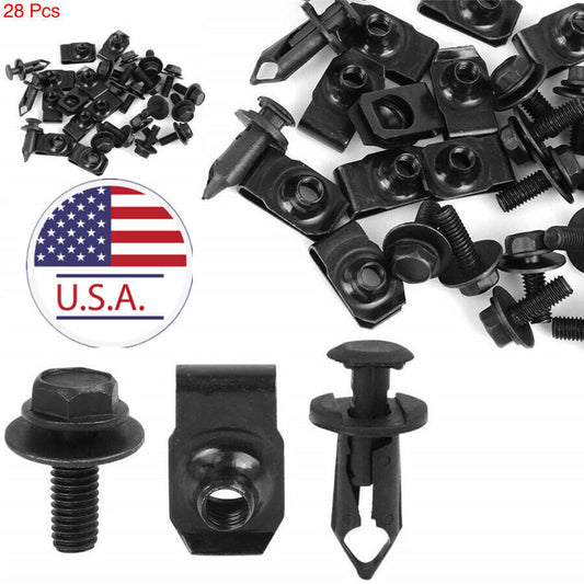 28 Pcs Engine Splash Shield Bolt Fender Bumper Clip for Nissan for Infiniti G37 370Z Q