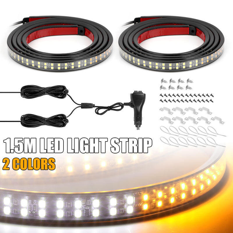 2x 60 inch Emergency Truck Board Strobe Lights Strip LED Running Lamps Bar New