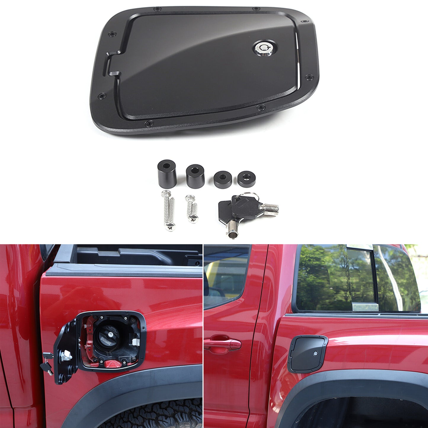 Fuel filler door cap with lock key kit for Toyota Tacoma 2016 - 2022