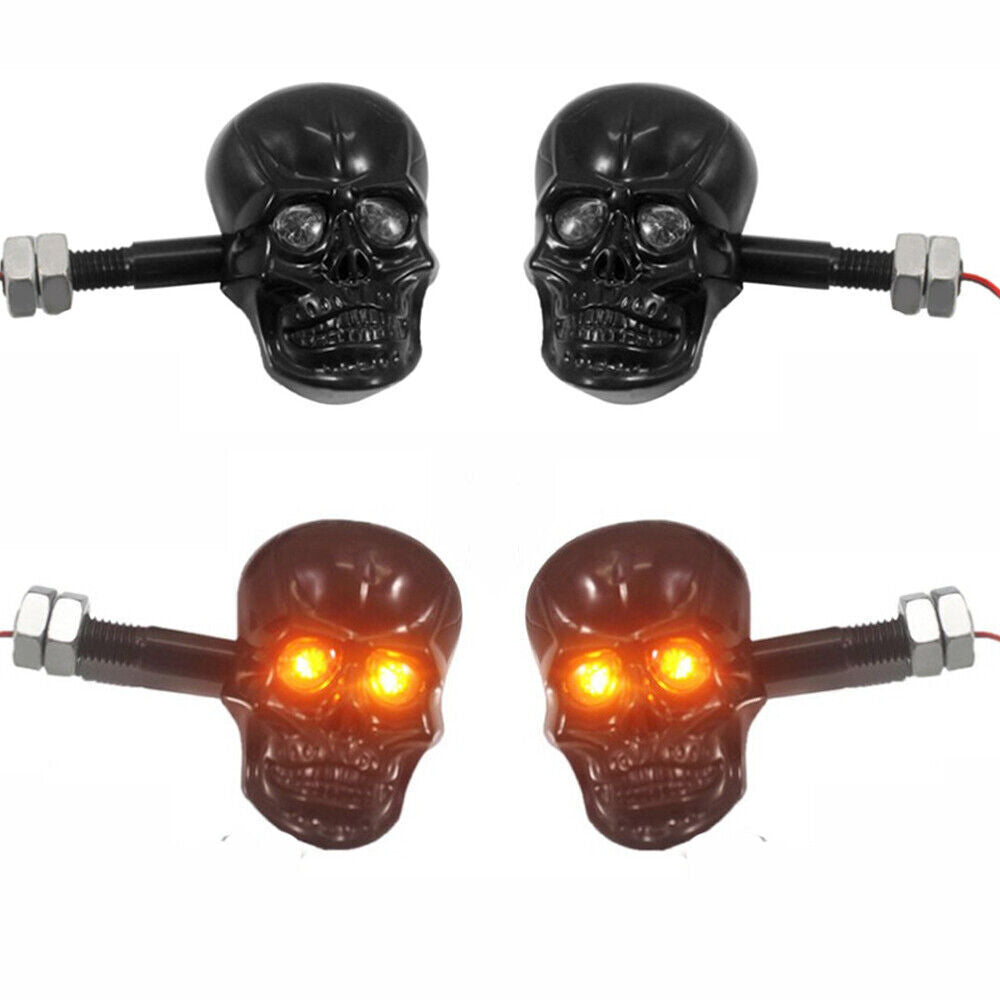 4x Skull LED Turn Signal Lights Indicator for Honda Shadow VT VT1100 VT750 VT600 Q
