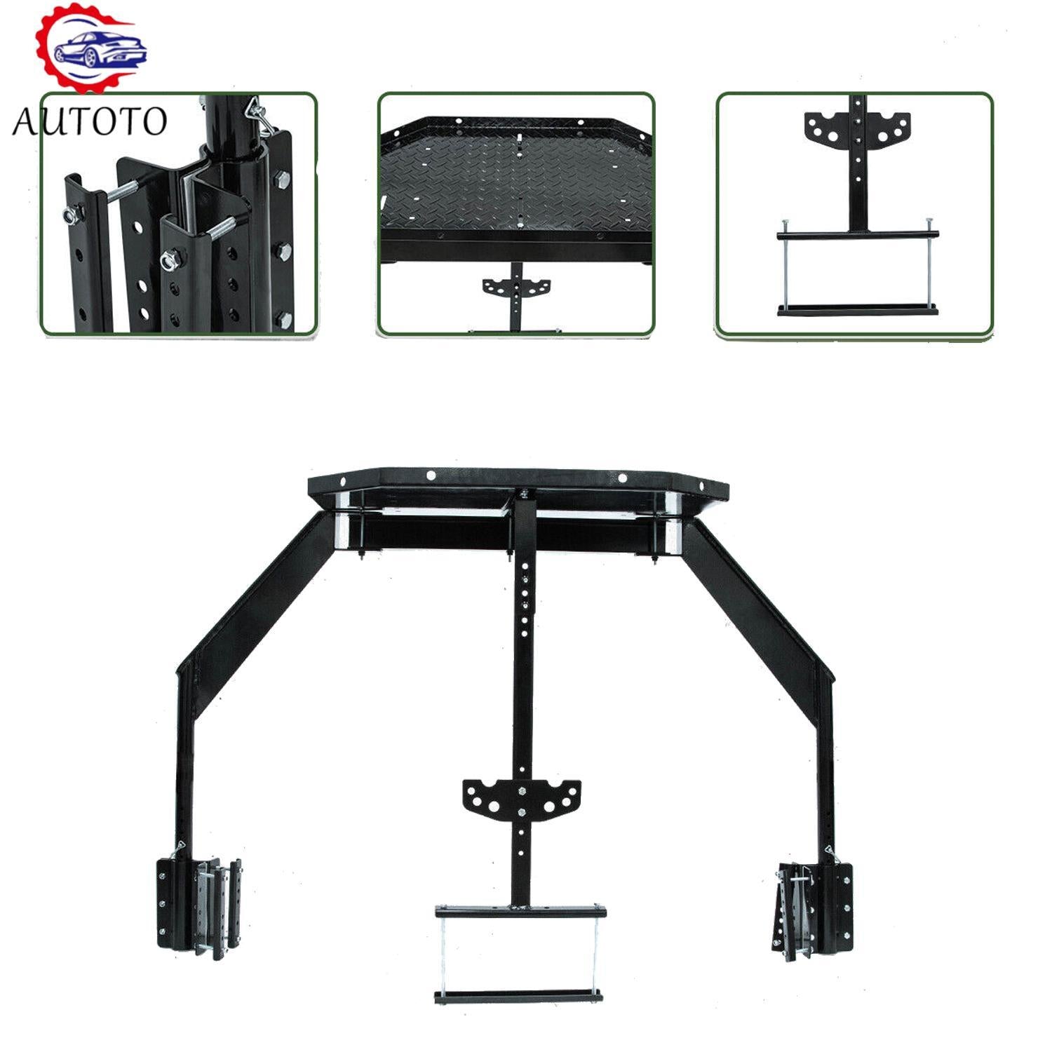 Black Trailer Tray Portable Frame Cargo Carrier Fits for Outdoor UP TO 400 LBS
