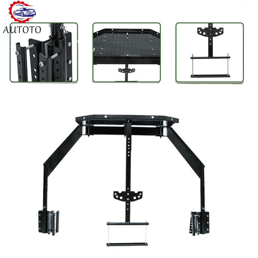 Black Trailer Tray Portable Frame Cargo Carrier Fits for Outdoor UP TO 400 LBS