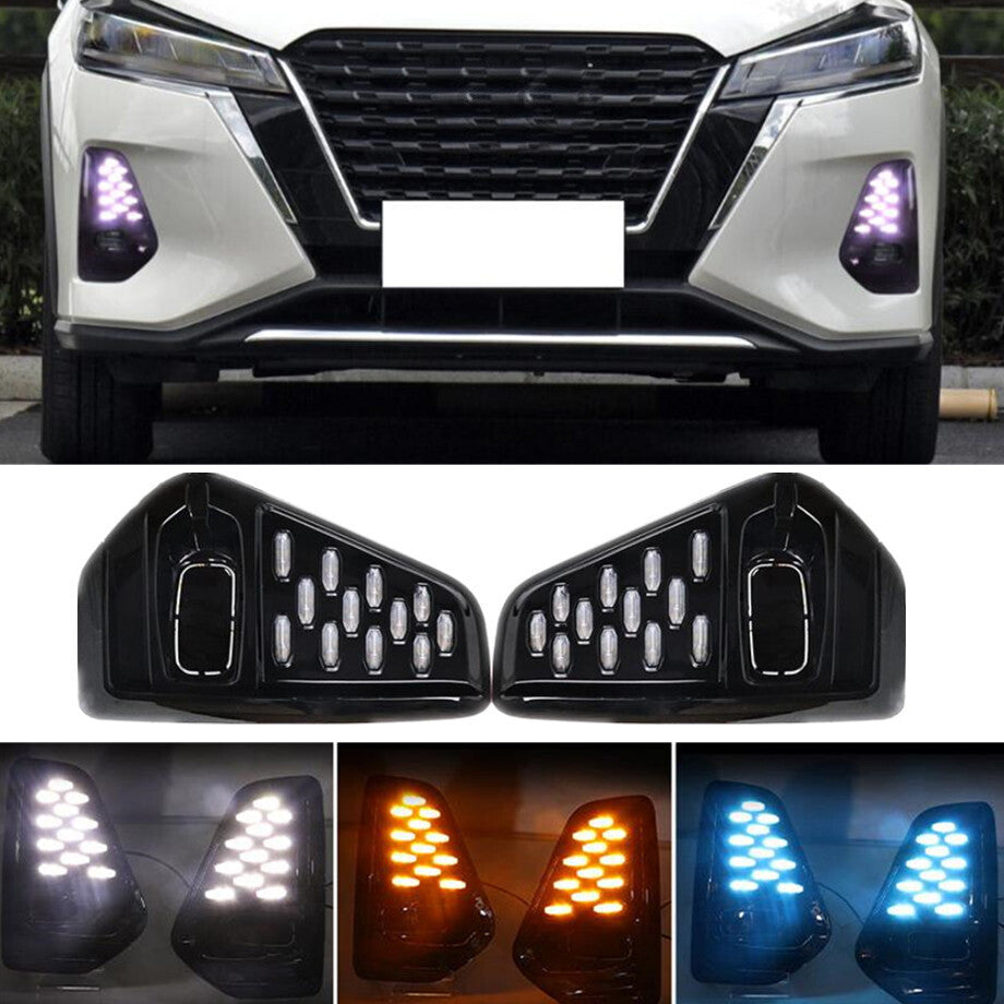 For 2021-2023 Kicks LED DRL Fog Lights Daytime Running Lamp Kits L+R Side v