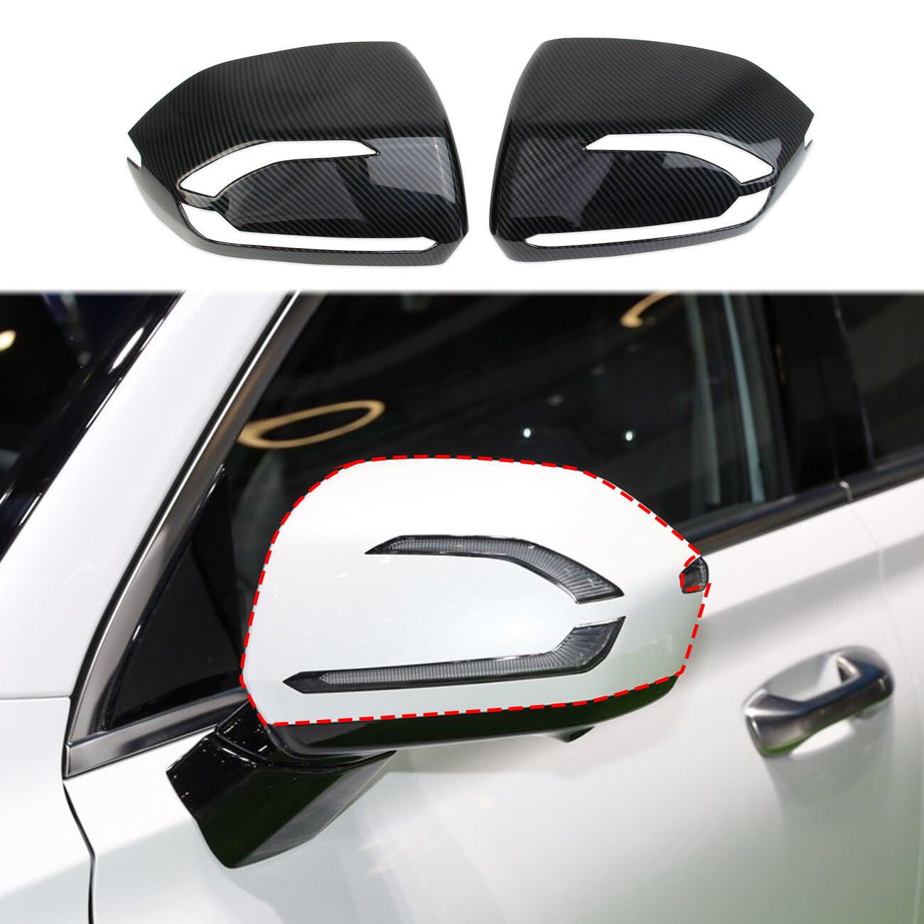 ?Carbon Fiber Style Side Rearview Mirror Guard Cover Trim for Hyundai Palisade