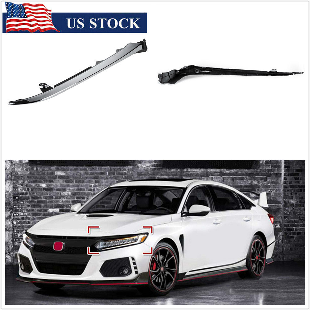 2x Car Front Bumper Grille Molding Headlight Trim US Ship For 18-20 for Honda for Accord