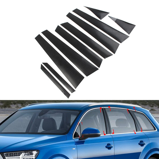 for Audi Q7 SQ7 4M 2016-2019 10x Carbon Fiber Set Pillar Posts Door Window Trim