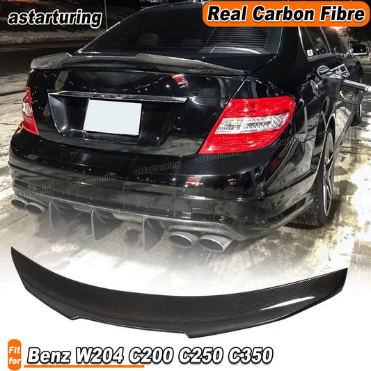 for Benz W204 C200 C250 C350 C63AMG 2007-2014 REAL CARBON Rear Trunk Spoiler Lip
