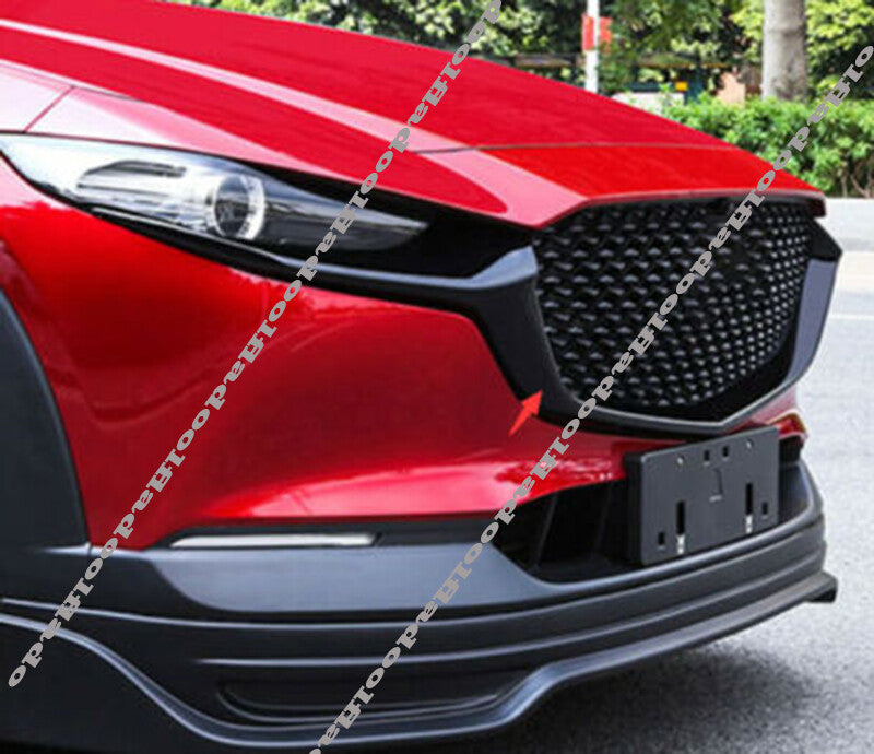 for Mazda CX-30 2020-2022 Glossy Black Front Bumper Grills Moulding Cover Trim