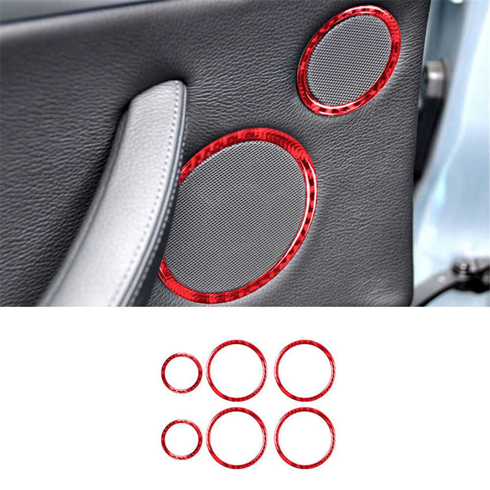 6x red carbon fiber door speaker trim for BMW X5 E70 X6 E71 2008-2013