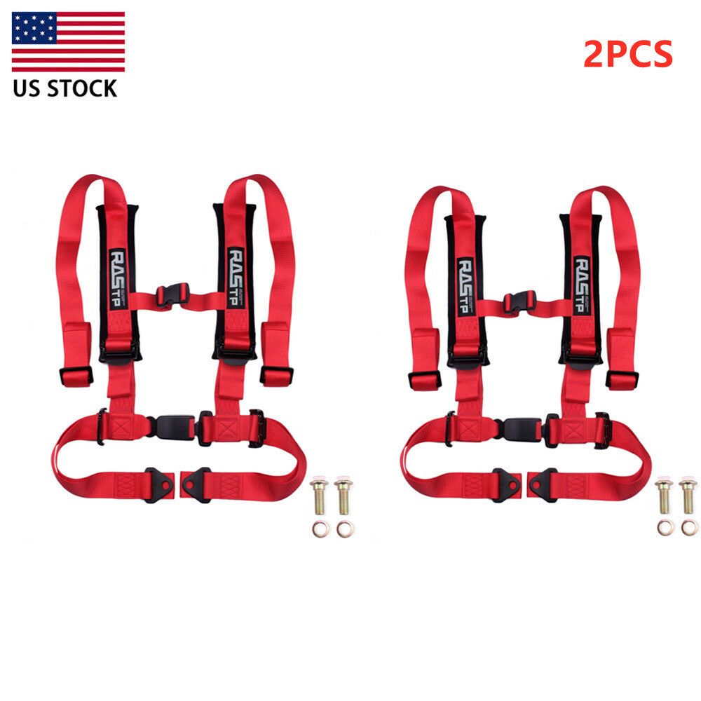 2â€?Racing 4 Point Universal Vehicle Auto Car for Seat Belt Buckle Harness RED Q