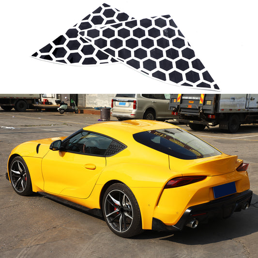 Rear quarter window decals for Toyota Supra 2019, 2020, 2021, 2023, Black.