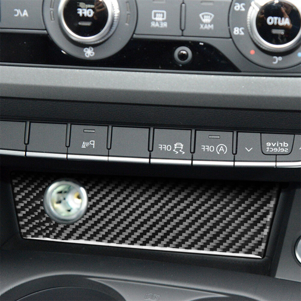 for Audi A4 A4L B9 2017-2019 RHD Inner Cigarette Lighter Panel Trim Carbon Fiber