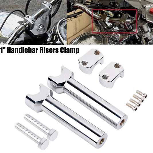 Chrome 1-inch handlebar stem clamp and lever mount for Harley-Davidson and for Honda GM - n