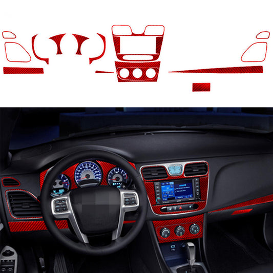 14Pcs Red Carbon Fiber Dashboard Panel Cover Trim Kit for Chrysler 200 2011-2014