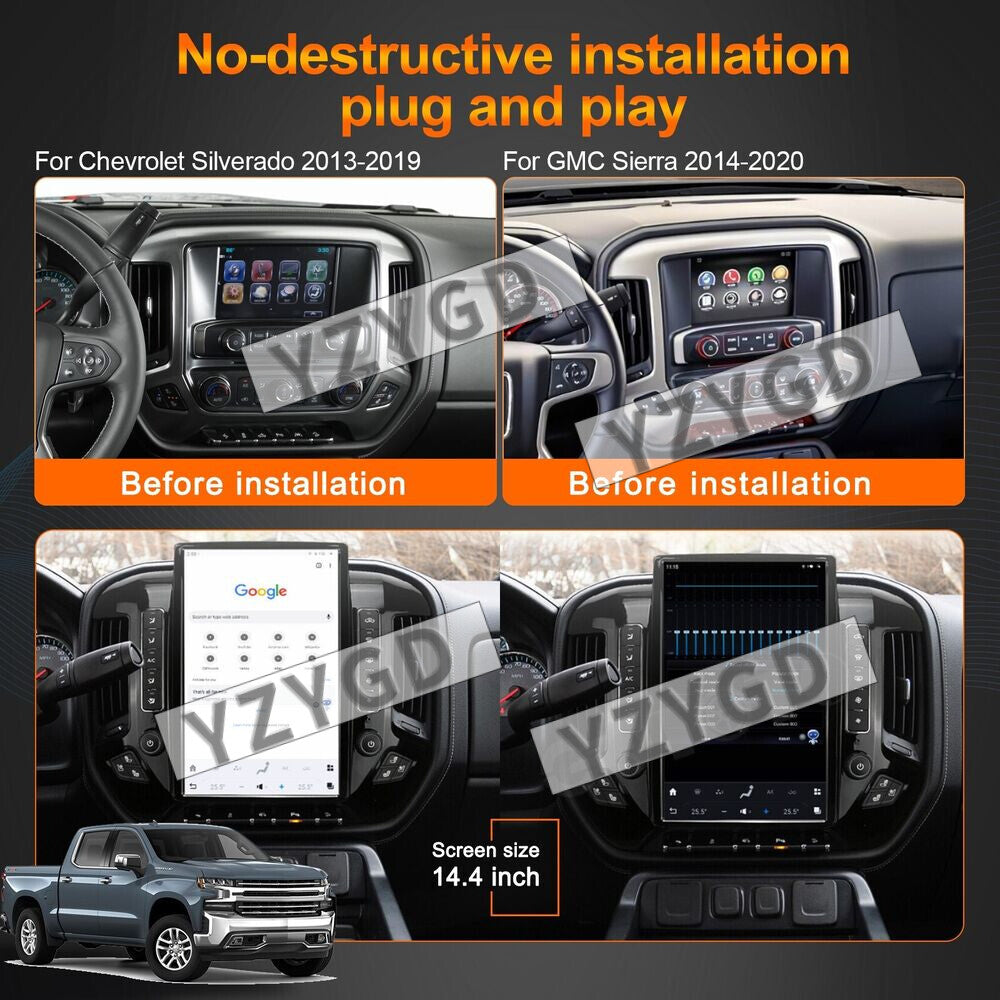 for Chevrolet Silverado for GMC for Sierra 14.4 Android Car Radio 2Din Screen 2013-2020