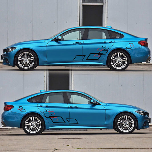 2x Racing Side Door Fender Skirt Stripes Decal Stickers for Sport Race Car Decor