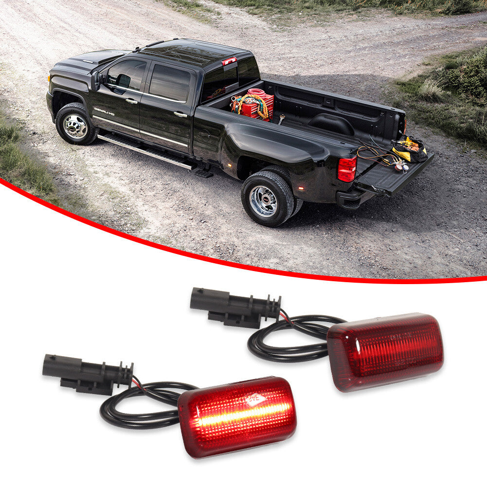2 Pack Red Lens LED Side Marker Lighting Kit for 2015+ for GMC 2500HD 3500HD - v