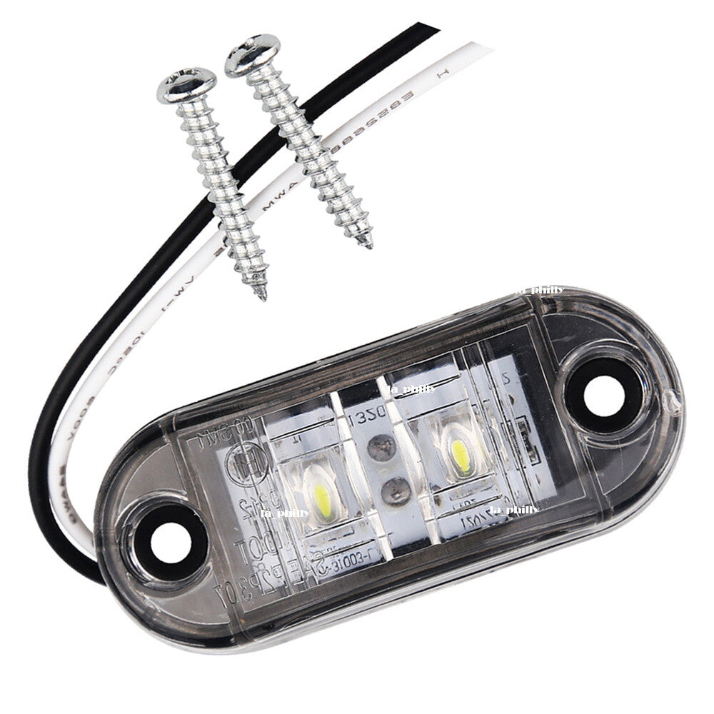 2 LED 12V / 24V Vehicles Truck Lorry Side Marker Turn Lamp Lights-White Q