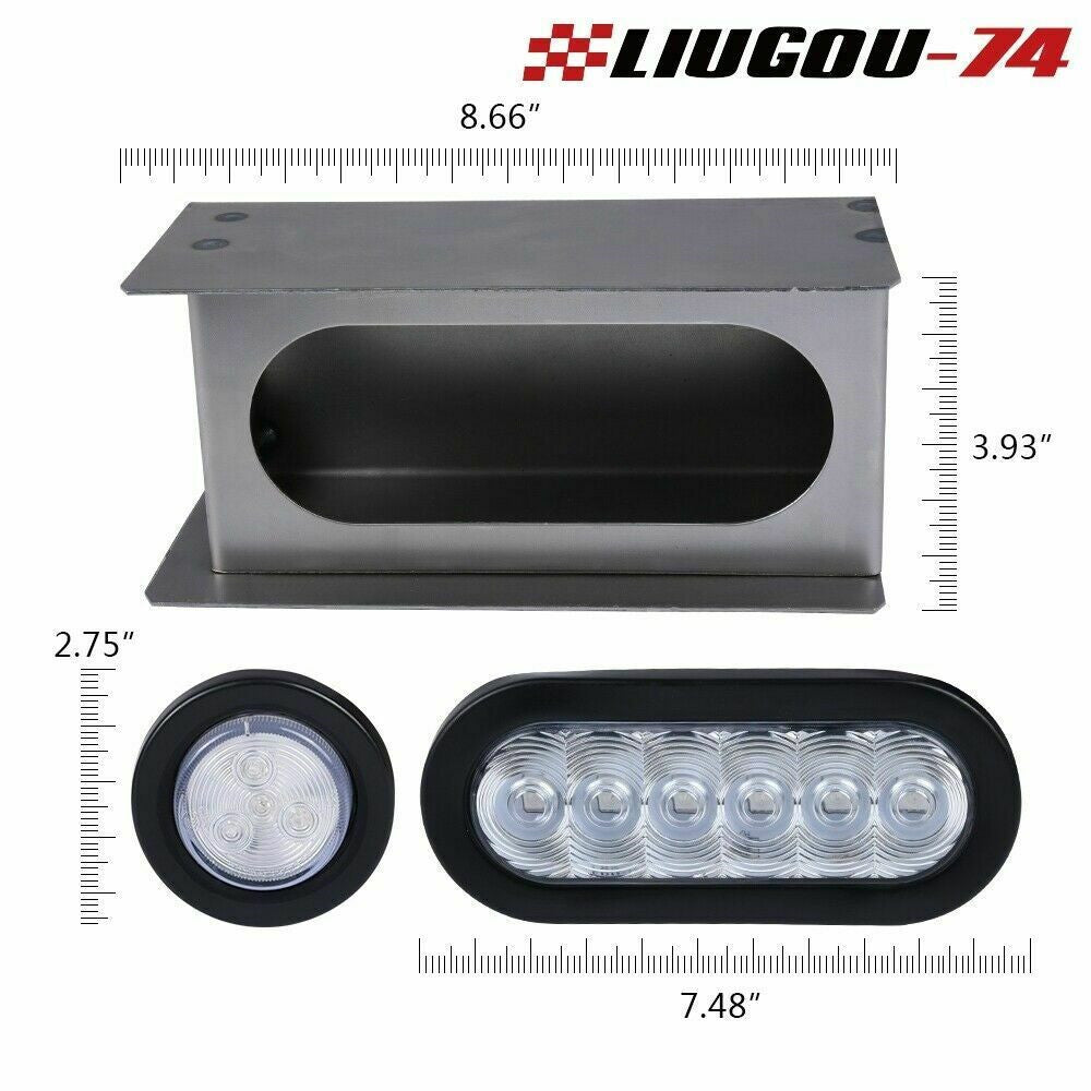 Suitable for trailer trucks, LED steel 6-inch taillight protection box with marker light kit, . Q