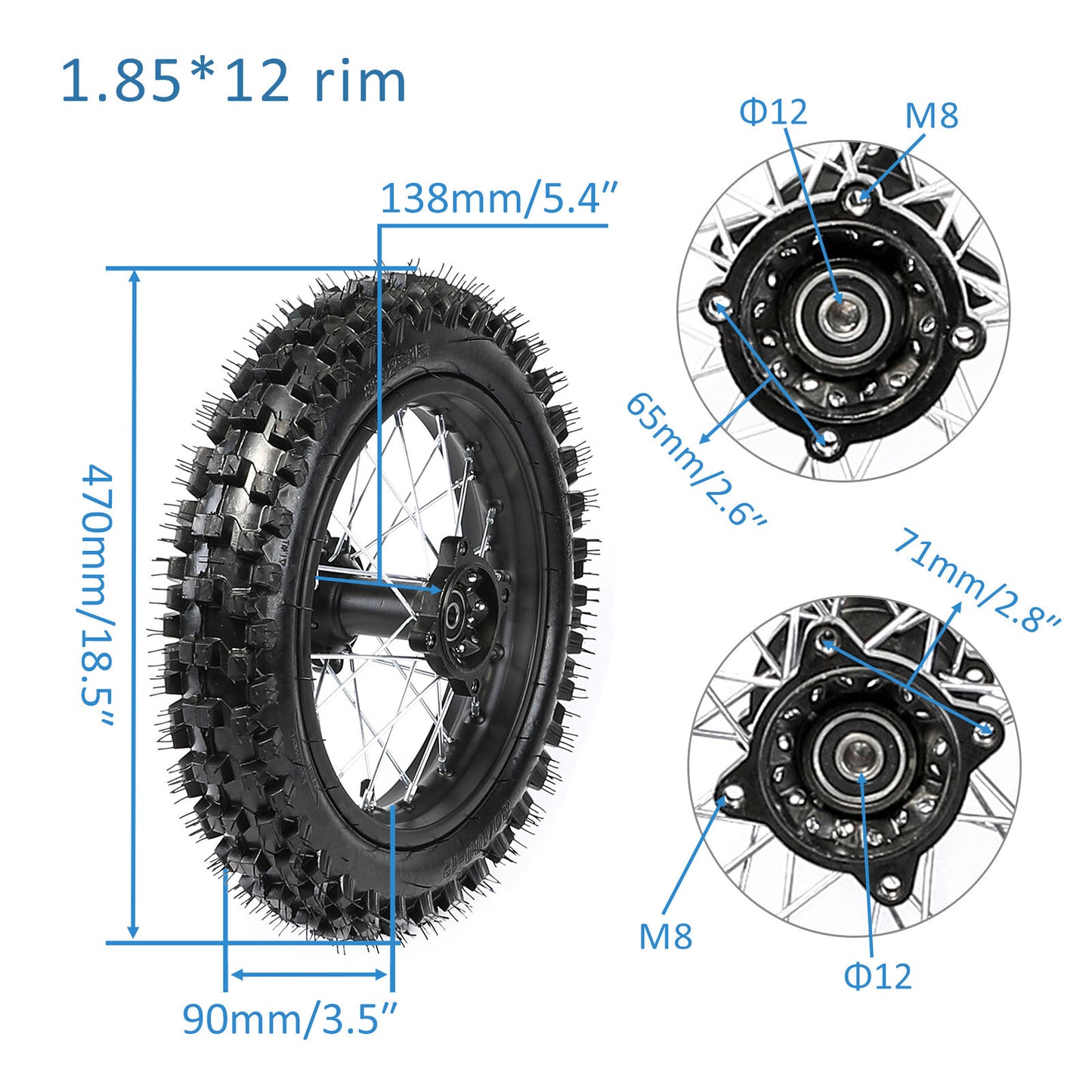 Front fork + rear swingarm + 14-inch/12-inch wheel kit 80/100-14 CRF70 XR