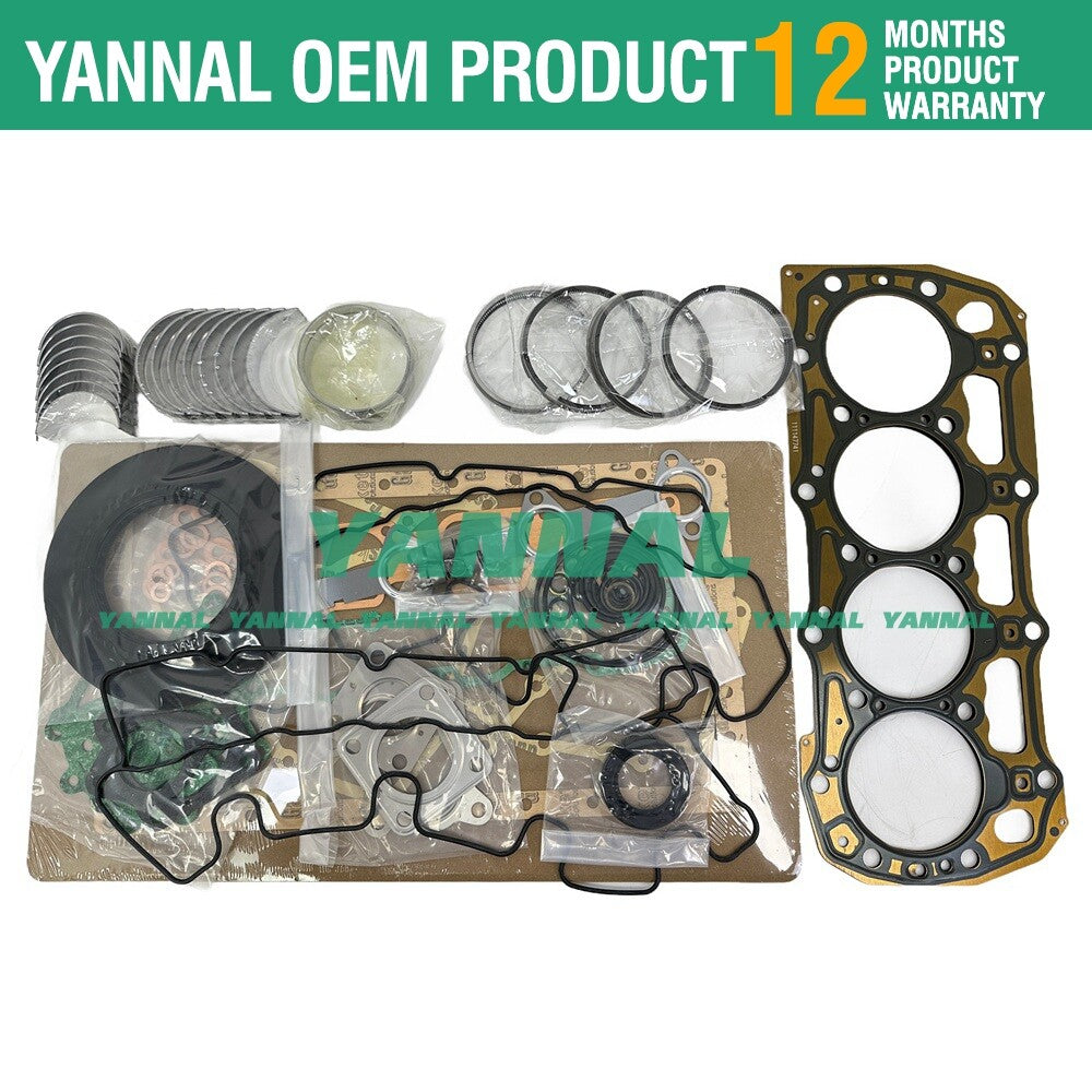 Overhaul kit for Shibaura N844L, N844T, and N844 engines: gaskets, bearings, and rings.