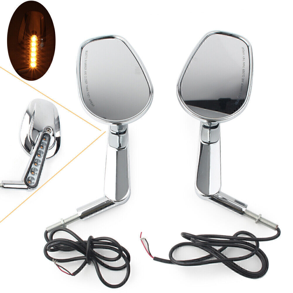 Rear View Mirrors & LED Turn Signals Light for Harley Davidson VROD VRSCF 09-17 Q