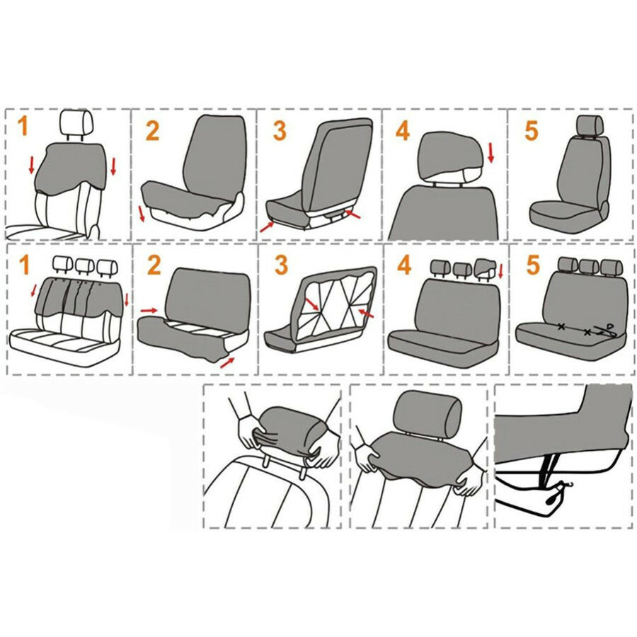 Full Set Car for Seat Covers Protector Interior Accessories 5-seats Polyester Fabric