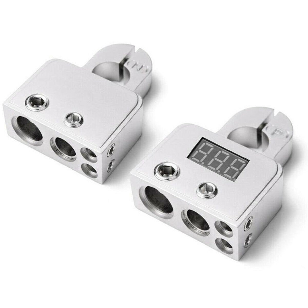 2Pcs 0 4 8 Gauge AWG Car Positive Negative Battery Terminal Chrome Set Trim