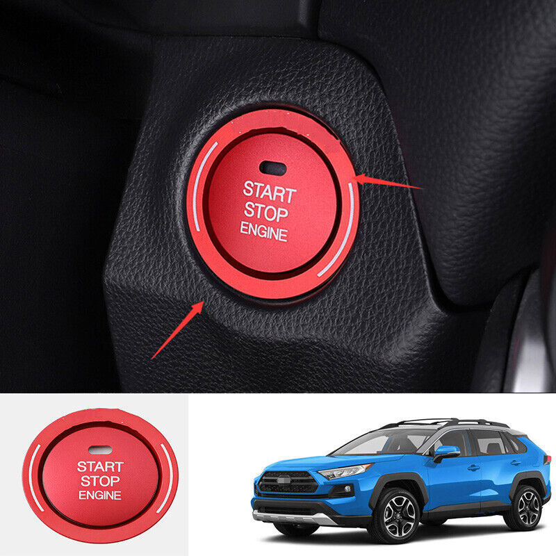 For Toyot@a RAV4 2019-2023 Red Aluminum Inner One-Click Startup Frame Cover Trim n