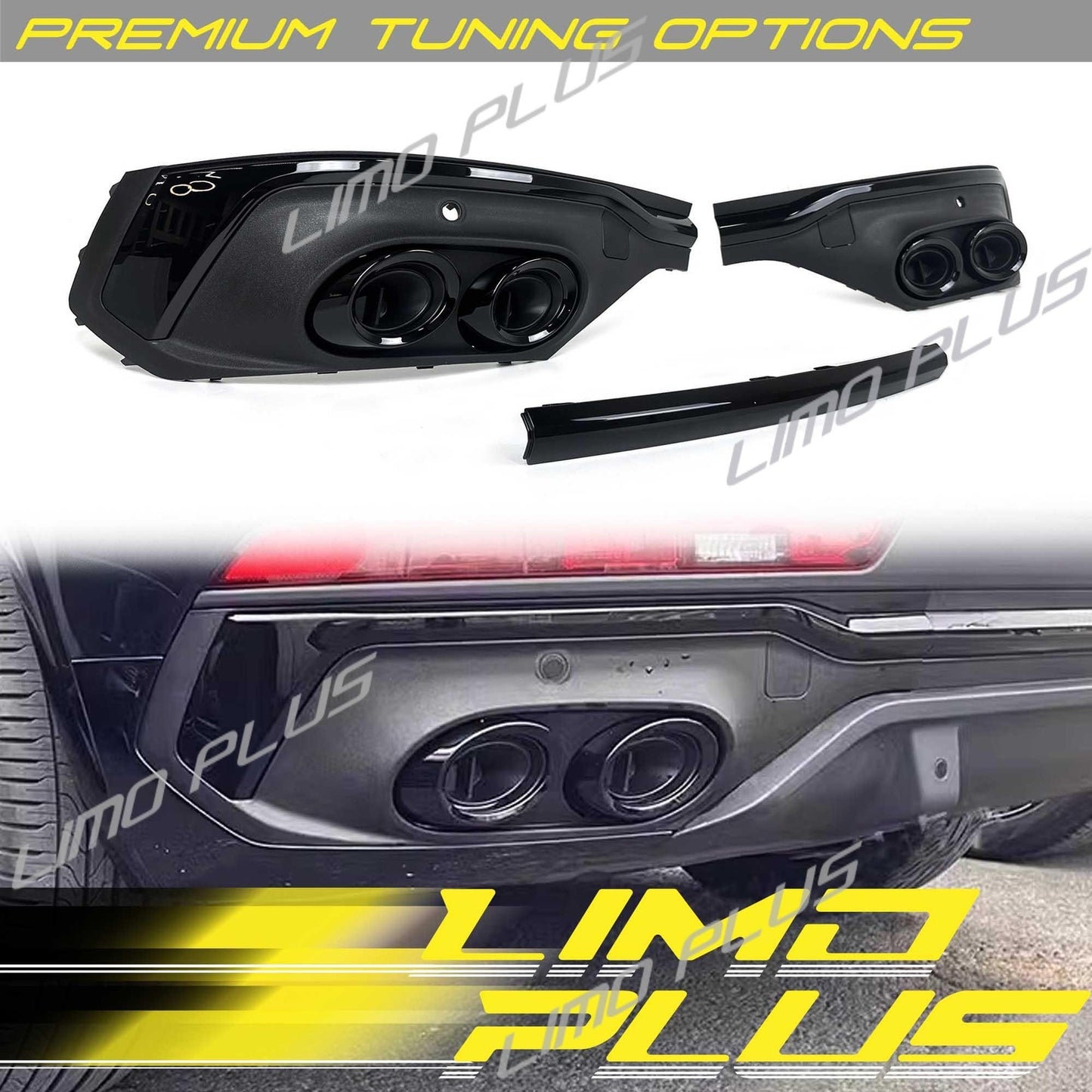 3-piece black rear diffuser with exhaust tips for Audi Q5 Sportback 2021 2022 2023 Q