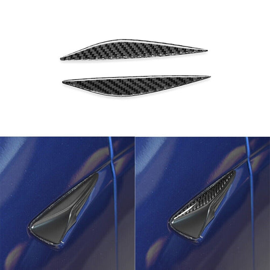 2x Carbon Fiber Side Door Air Vent Fender Camera Cover Trim for Tesla Model 3/Y