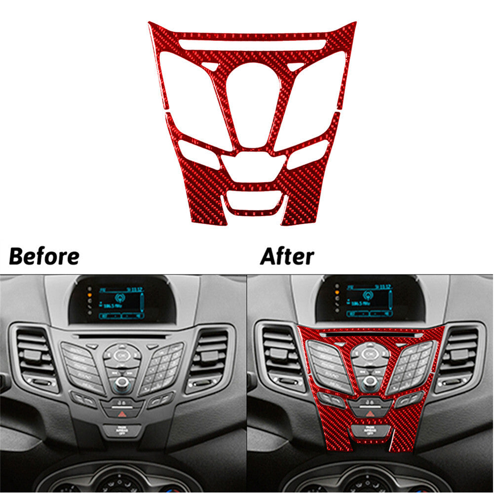 Carbon Fiber Center Floor Console Frame Cover Trim For Fiesta 2011-2015 v