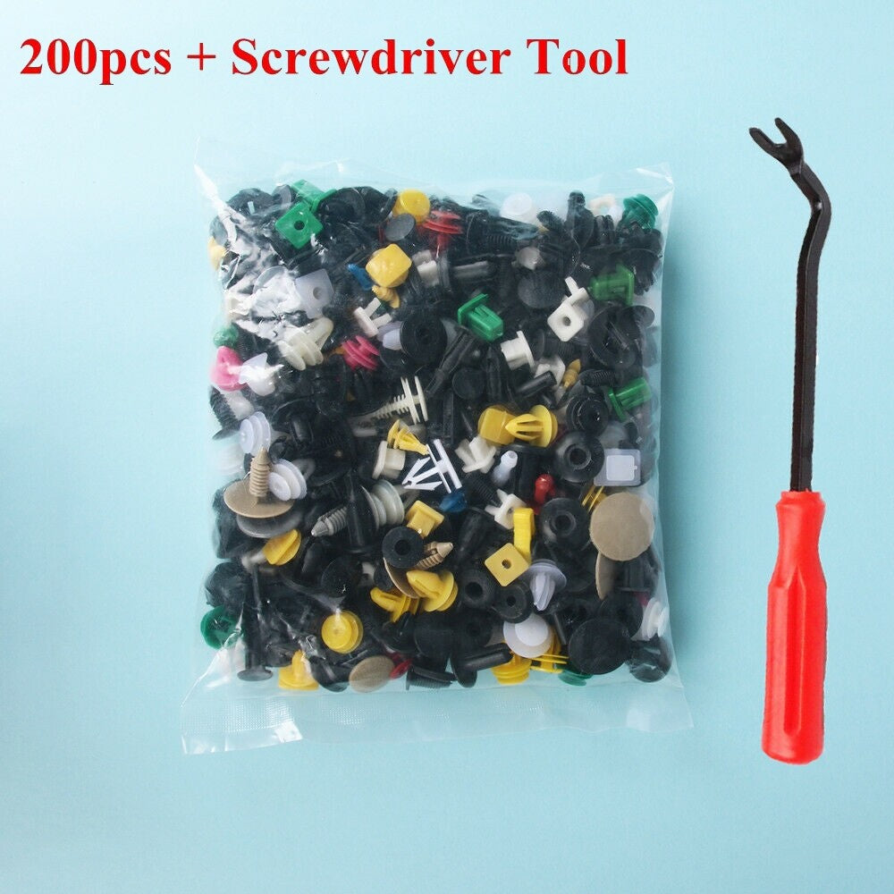 200pcs Car Rivets Fastener Fender Bumper Push Pin Clips Trim Assortment  Tools