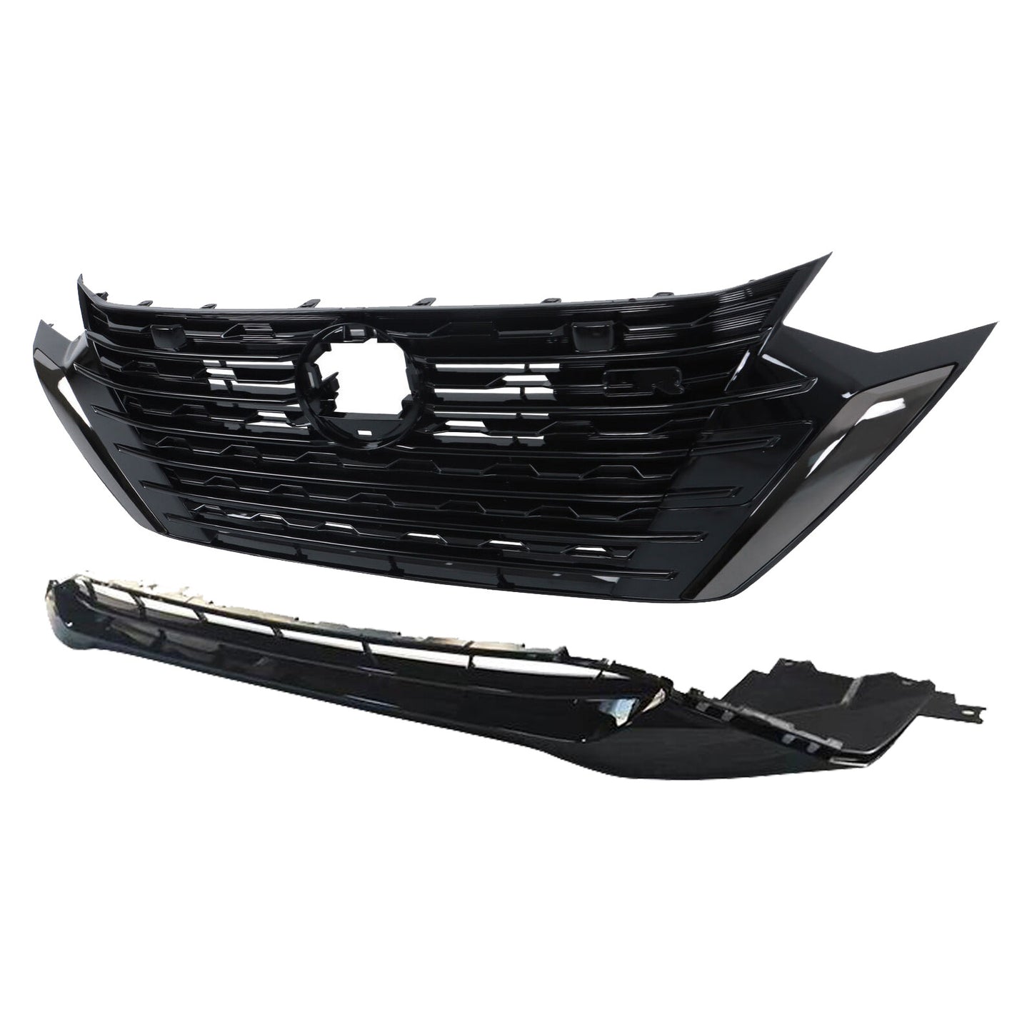 Front Bumper Upper Grille Lower Grille Gloss For 2024-2025 for Nissan Sentra S SV