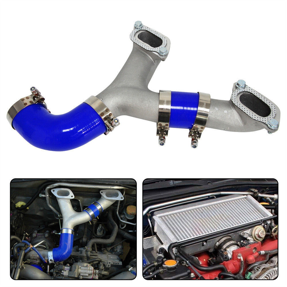 Fits 02-07 for Subaru Impreza WRX/STI Upgrade Intercooler Y-Pipe + Blue Couplers