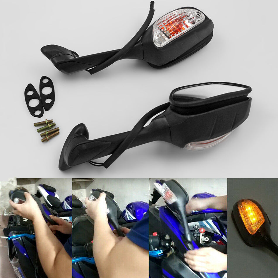 Rotatable Rear View Side Mirrors Turn Light fit for Suzuki GSXR 750 600 11-19