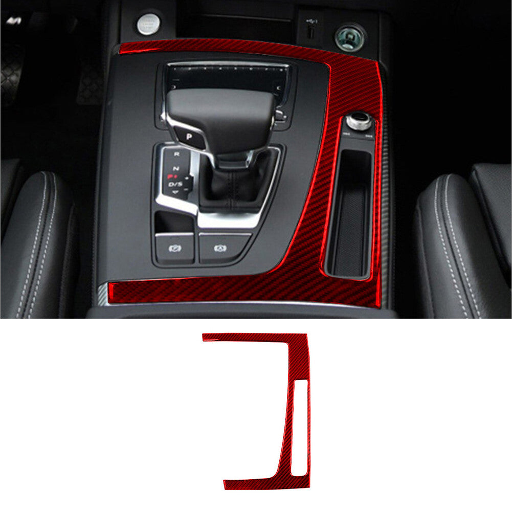for Audi Q5 2018-2021 Red Carbon Fiber Interior Gear Shift Frame Cover Trim