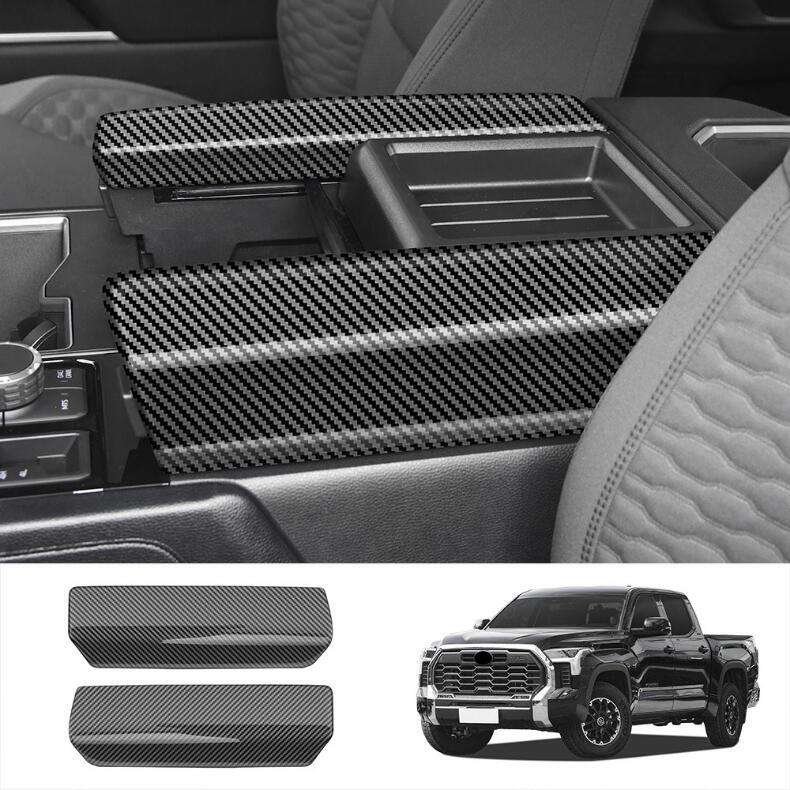 Carbon fiber Central armrest storage box Cover Trim For Tundra 2022-2024 v