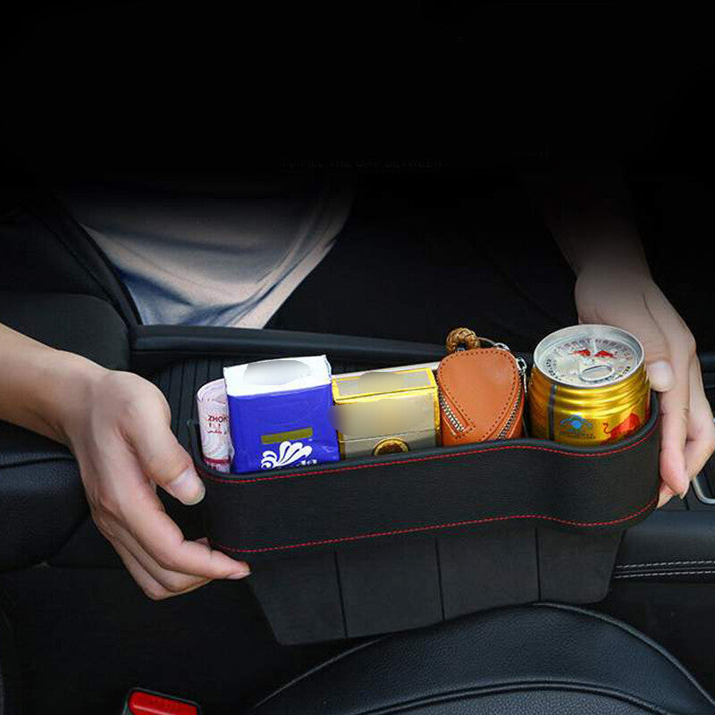 2-Piece Car for Seat Gap Storage Box, Cup Holder, Small Item Storage Box, Polyurethane Synthetic Leather L+R- n