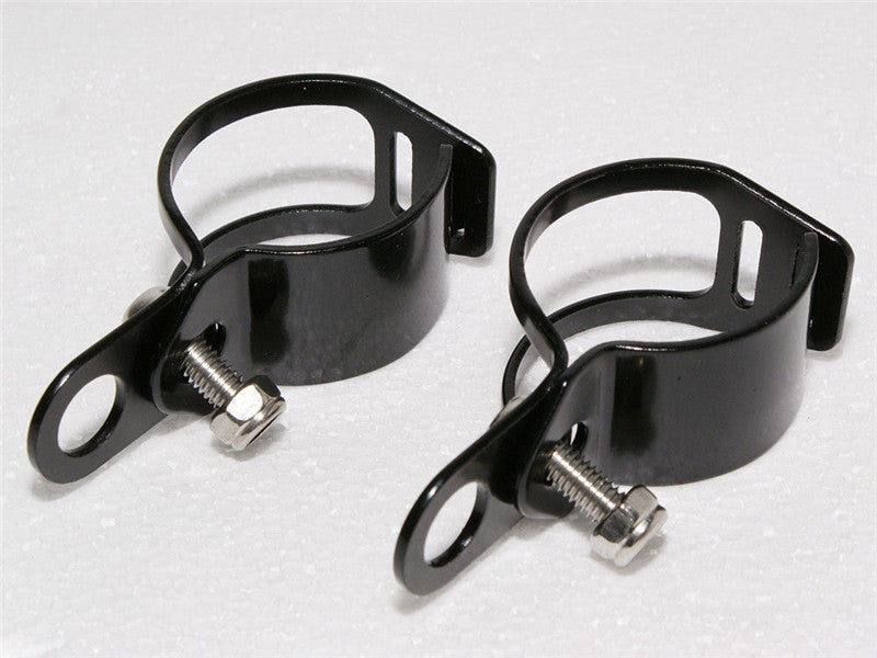 2X Black Metal Fork Ear Clamp Motorcycle Turn Signal Light Mount Brackets Holder Q