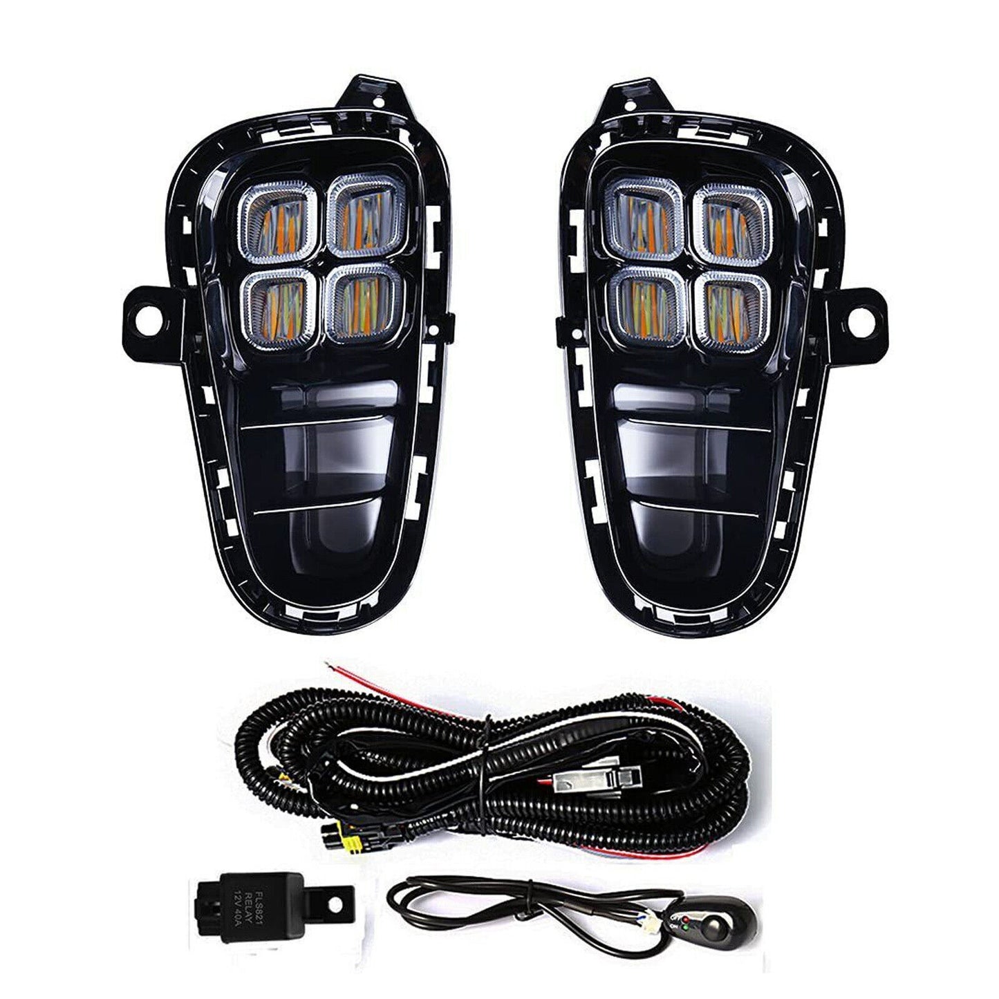 LED DRL Daytime Running Light Front Fog Lamps w/ Turn for KIA Rio 2018-2020