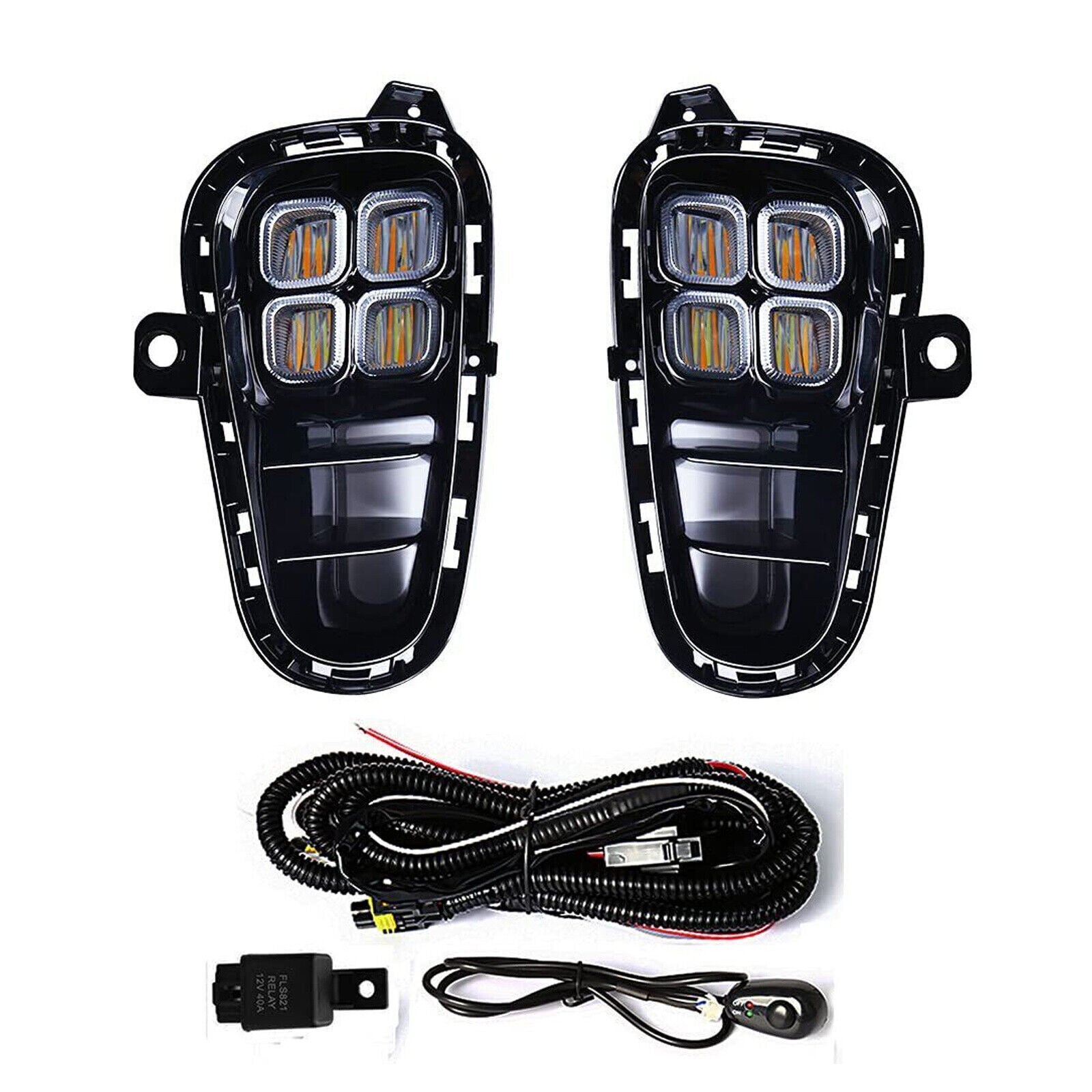 LED DRL Daytime Running Light Front Fog Lamps w/ Turn for KIA Rio 2018-2020