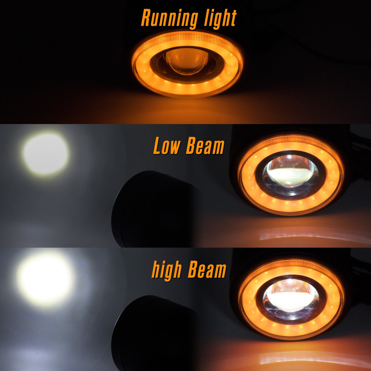 Motorcycle LED Amber Headlight Head Lamp Black Fit For Sportster XL 883 1200 Q